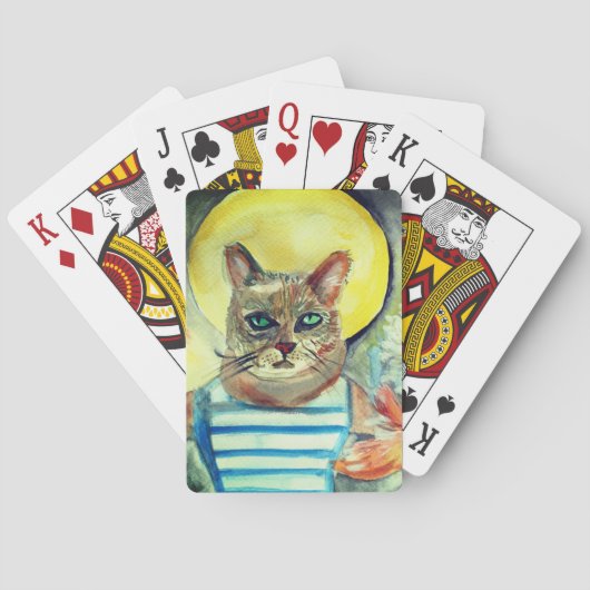 猫水彩画 トランプ (裏面)