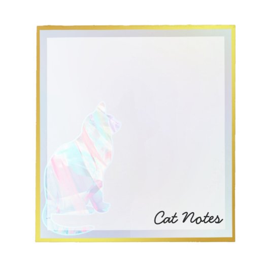 猫水彩虹の動物猫好き ノートパッド (正面)