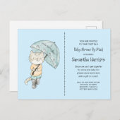 猫水彩赤ちゃんシャワー通販 インビテーションポストカード (正面/裏面)