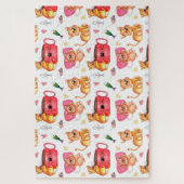 猫水熱狂する彩おもしろい漫画魚ネズミ ジグソーパズル (縦)