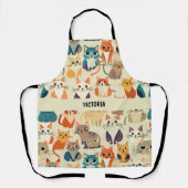 猫水色のパタカスタムーン エプロン (正面)