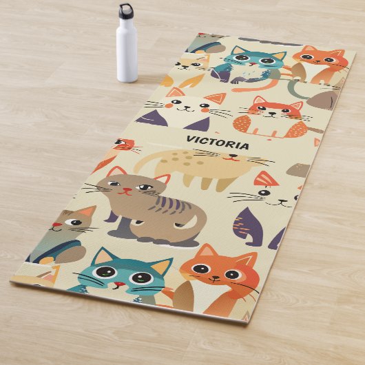 猫水色のパタカスタムーン ヨガマット (インサイチュ)