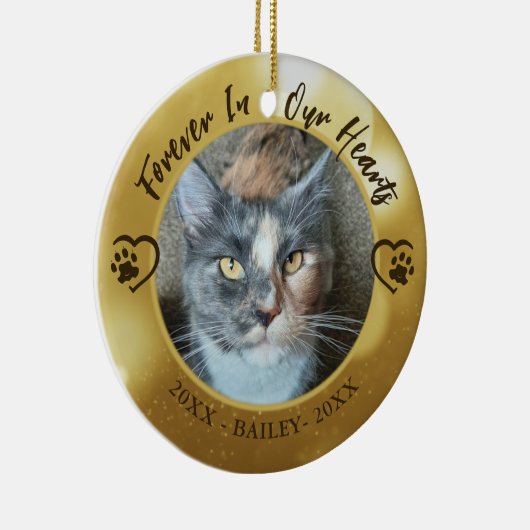 猫永遠に私たちのハート写真ポーハート セラミックオーナメント (右)
