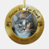 猫永遠に私たちのハート写真ポーハート セラミックオーナメント (正面)