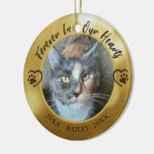 猫永遠に私たちのハート写真ポーハート セラミックオーナメント (左)