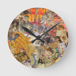 猫沢山 ラウンド壁時計