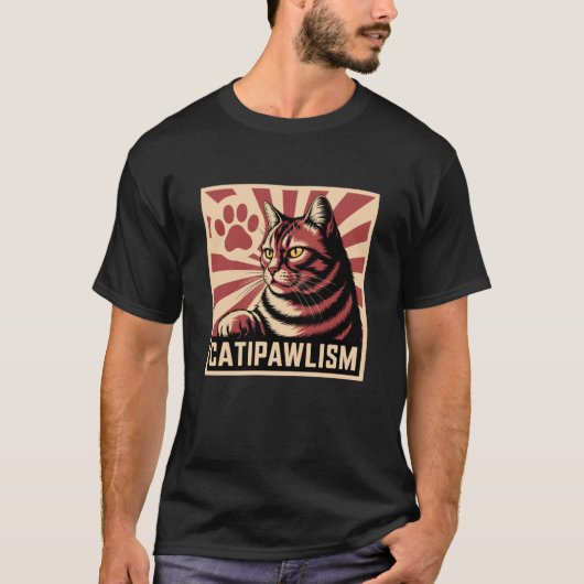 猫派主義 楽しい猫好き ミーム ソ連 ダジャレ 子猫 Tシャツ (正面)