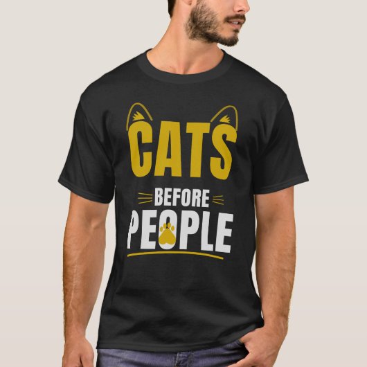 猫派宣言 面白い猫愛好家のためのタイポグラフィーデザイン Tシャツ (正面)
