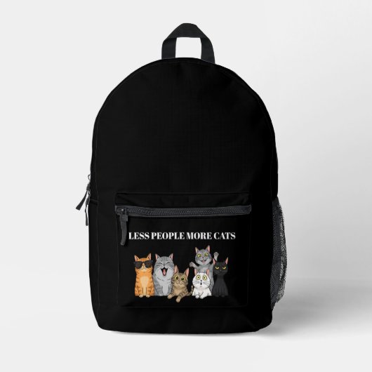 猫派 Less+People+More+Cats 黒 バッグ (正面)