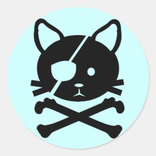 猫海賊ステッカー ラウンドシール