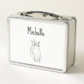 猫漫画かわいいウィンキング子猫白黒 メタルランチボックス (裏面)