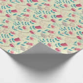 猫漫画の花柄 ラッピングペーパー (角)