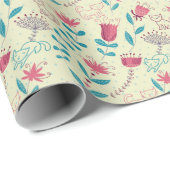 猫漫画の花柄 ラッピングペーパー (ロールコーナー)