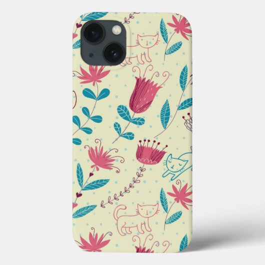 猫漫画の花柄 Case-Mate iPhoneケース (裏面)
