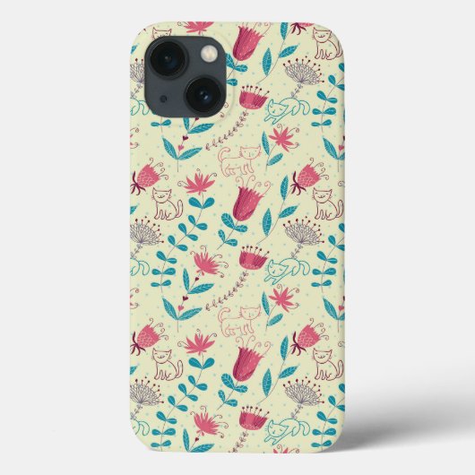 猫漫画の花柄 Case-Mate iPhoneケース (裏面)