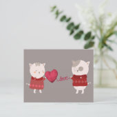 猫漫画カップル ポストカード (スタンド正面)