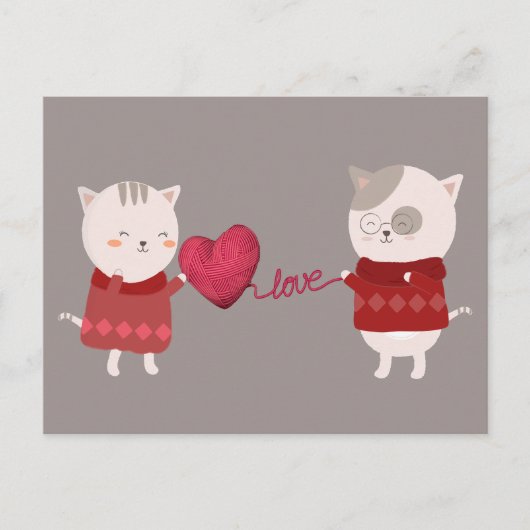 猫漫画カップル ポストカード (正面)