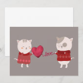猫漫画カップル 招待状 (正面/裏面)