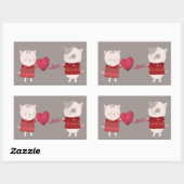 猫漫画カップル 長方形シール (シート)