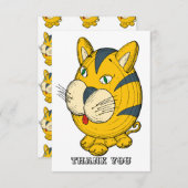 猫漫画クリップアート サンキューカード (正面/裏面)