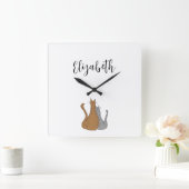 猫漫画スケッチ虎猫猫ちゃんキッズ スクエア壁時計 (ホーム)