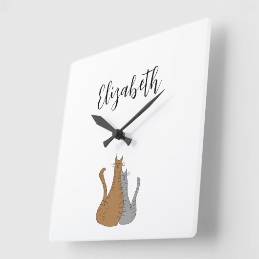 猫漫画スケッチ虎猫猫ちゃんキッズ スクエア壁時計 (傾斜)