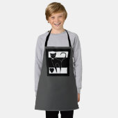 猫漫画スタイリッシュ白黒モダンstri エプロン (着用した状態)