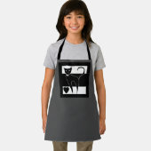 猫漫画スタイリッシュ白黒モダンstri エプロン (インサイチュ)
