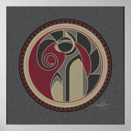 猫灰色の背景の精神 ポスター