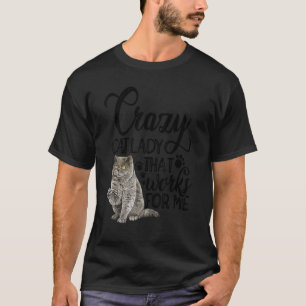 猫熱狂するのおばさん飼い猫ペット Tシャツ