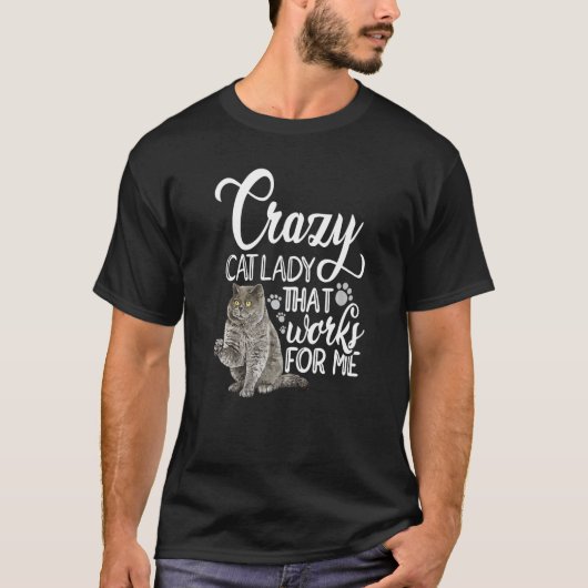 猫熱狂するのおばさん飼い猫ペット Tシャツ (正面)