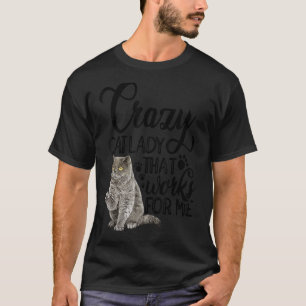 猫熱狂するのおばさん飼い猫ペット Tシャツ