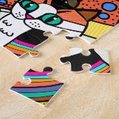 猫熱狂するのピエロカラフル ジグソーパズル (側面)