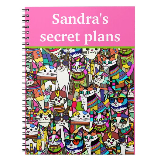 猫熱狂するのピエロカラフル ノートブック (正面)