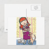 猫熱狂するの女 ポストカード (正面/裏面)