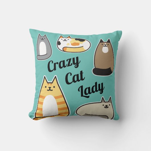 猫熱狂するの猫柄 クッション (正面)