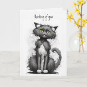 猫熱狂するの考え漫画 カード (黄色い花)