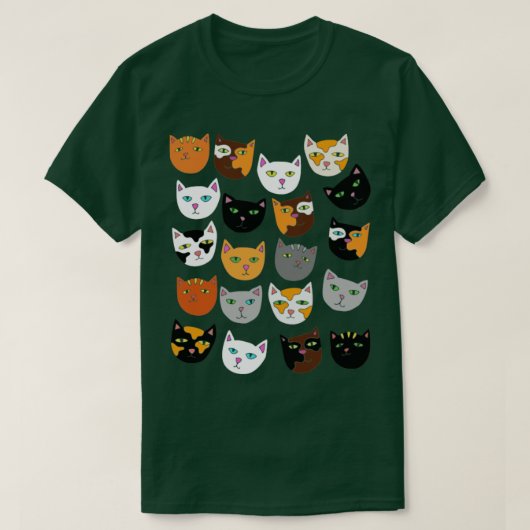 猫熱狂するレディーパターン猫 Tシャツ (デザイン正面)