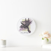 猫熱狂する婦人かわいい黒グランジ猫の壁掛け ラウンド壁時計 (ホーム)