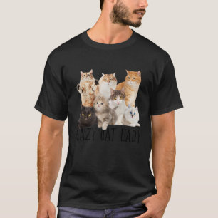 猫熱狂する婦人たくさんの猫かわいい動物パーティー Tシャツ