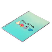 猫熱狂する婦人と4匹のかわいい猫 ノートブック (左側)