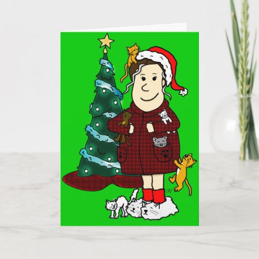 「猫熱狂する婦人のクリスマス」 シーズンカード (正面)
