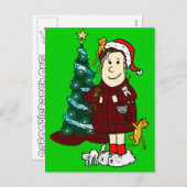 「猫熱狂する婦人のクリスマス」 シーズンポストカード (正面/裏面)