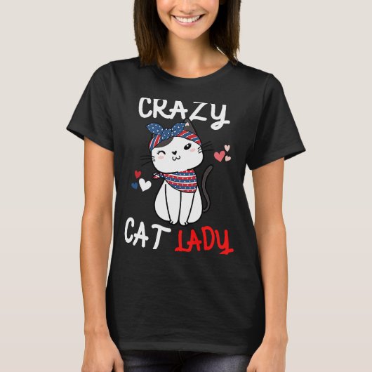 猫熱狂する婦人の母の日 Tシャツ (正面)