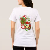 猫熱狂する婦人クリスマス猫のニャー トライブレンドＴシャツ (裏面)