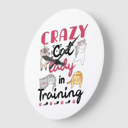 猫熱狂する婦人 ラージ壁時計 (傾斜)