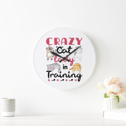 猫熱狂する婦人 ラージ壁時計 (ホーム)