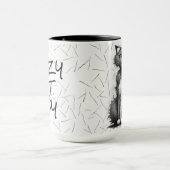 猫熱狂する毛の女の子 マグカップ (中央)