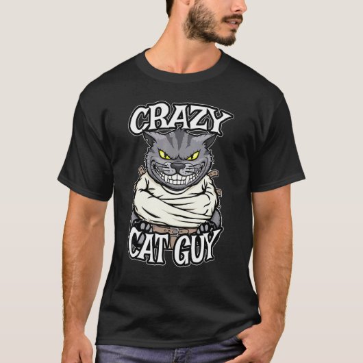猫熱狂する男がニヤニヤ熱狂するニヤ Tシャツ (正面)