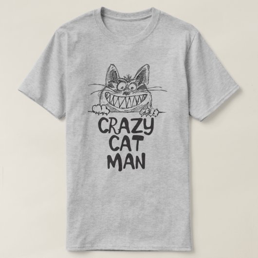 猫熱狂する男 Tシャツ (デザイン正面)